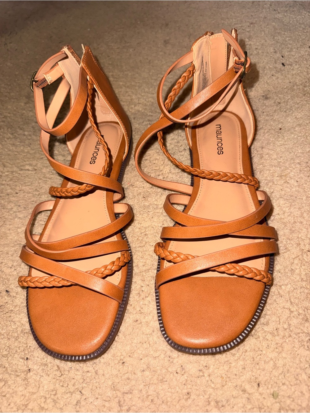 Maurices Cognac Tan Braided-Strap Women's Sandals